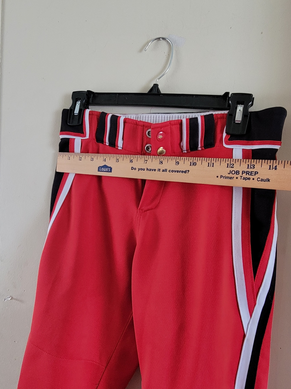 Red Ball Pants With Black And White Trim 30 Knee Length Belt Loops Pockets - Picture 9 of 9